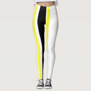 Leggings Bandes noires jaunes et blanches