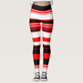 Leggings Bandes noires rouges et blanches (Devant)