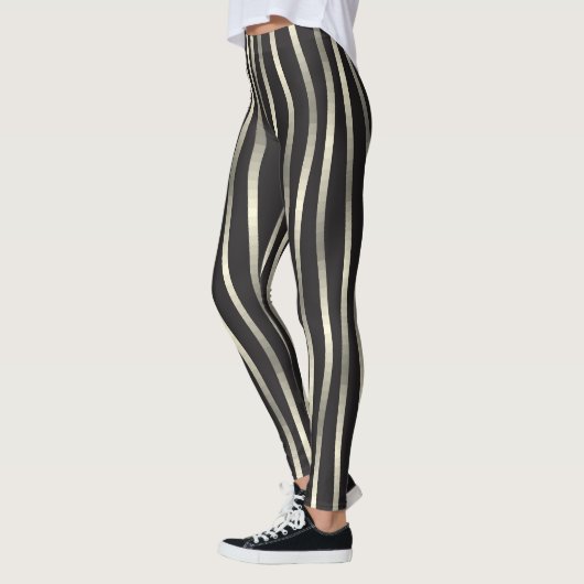 Leggings Bandes ondulées dorées, texture luxueuse (Gauche)