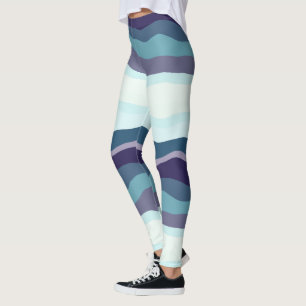 Leggings Bandes ondulées violettes et turquoise