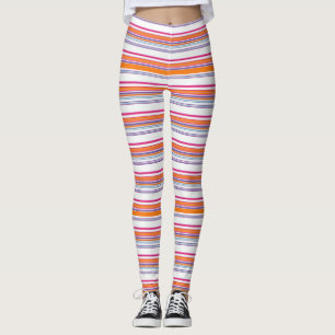 Leggings Bandes orange rose pâle