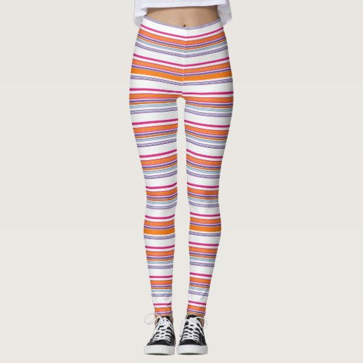 Leggings Bandes orange rose pâle (Devant)