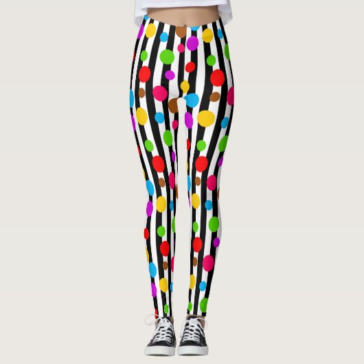 Leggings Bandes Pois colorées (Devant)