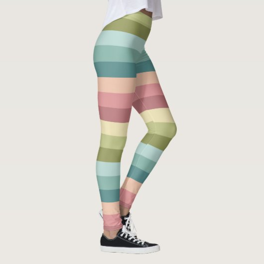 Leggings Bandes printanières pastel motif coloré (Droite)