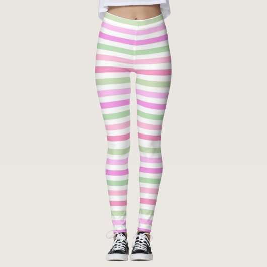 Leggings Bandes, rose, vert (Devant)