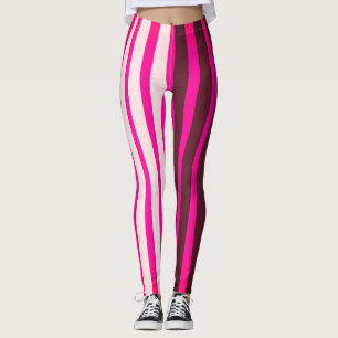 Leggings Bandes roses blanches et noires
