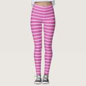 Leggings Bandes roses et blanches (Devant)