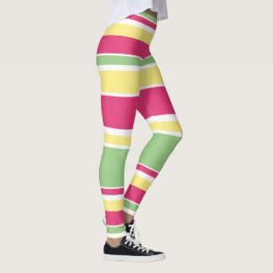 Leggings Bandes roses, vertes et jaunes
