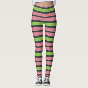 Leggings Bandes roses, vertes et noires
