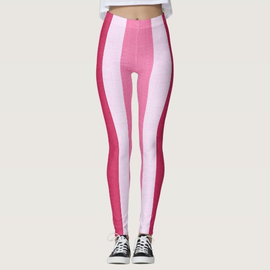 Leggings Bandes rouge, blanche et rose (Devant)