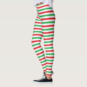 Leggings Bandes rouges, de blanc et de vert