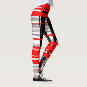 Leggings Bandes rouges et blanches noires abstraites (Droite)
