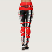 Leggings Bandes rouges et blanches noires abstraites (Dos)