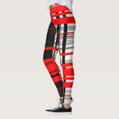 Leggings Bandes rouges et blanches noires abstraites (Gauche)