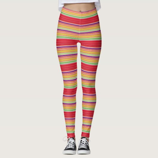 Leggings Bandes rouges mignonnes (Devant)