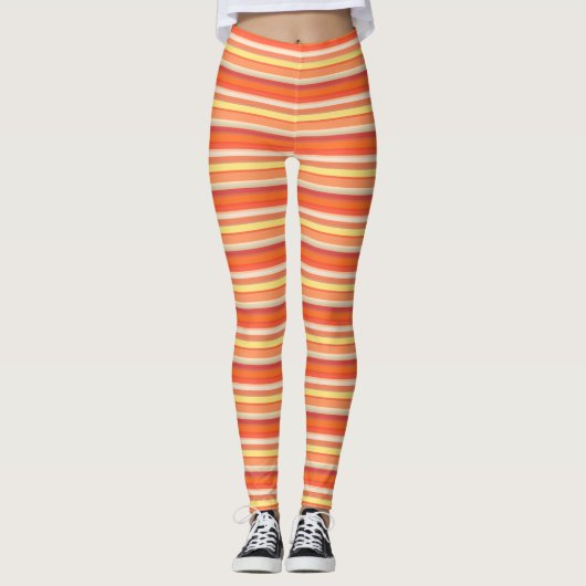 Leggings Bandes rouges mignonnes orange (Devant)