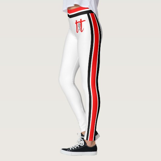 Leggings Bandes rouges/noires sur blanc (Gauche)