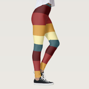 Leggings Bandes rouges, turquoises et jaunes