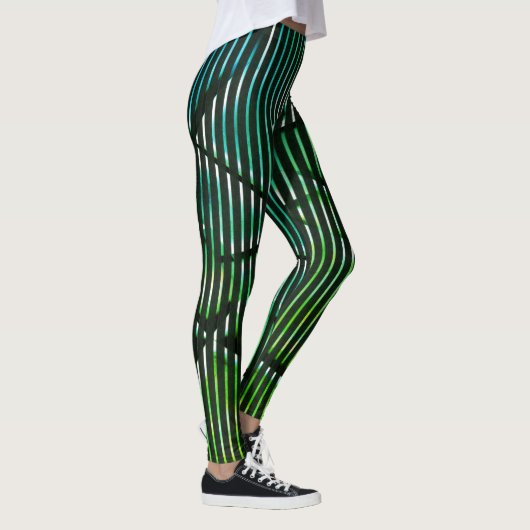 Leggings Bandes rugueuses sur teintes vertes conception abs (Droite)