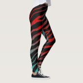 Leggings Bandes SpaceTime arrachées - Cyan/Rouge (Droite)