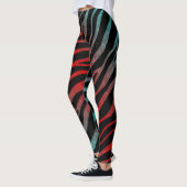 Leggings Bandes SpaceTime arrachées - Cyan/Rouge (Gauche)
