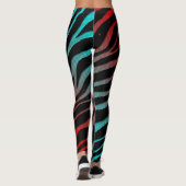 Leggings Bandes SpaceTime arrachées - Cyan/Rouge (Dos)