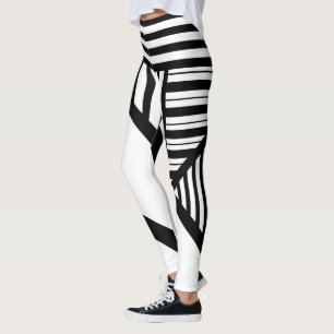 Leggings Bandes triangulaires en noir et blanc