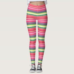 Leggings Bandes vert rose pâle