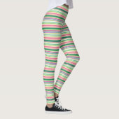 Leggings Bandes vert rose pâle (Droite)