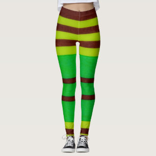 Leggings Bandes vertes et brunes