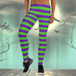 Leggings Bandes vertes et violettes<br><div class="desc">Légendes d'Halloween rayées pour les femmes. Faites passer la joie autour de vous pendant la saison d'automne avec un peu de couleur !</div>