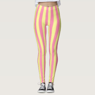 Leggings Bandes vertes jaunes et roses douces