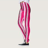 Leggings Bandes verticales blanches roses (Gauche)