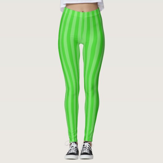 Leggings Bandes verticales monochromes vert clair raffinées (Devant)