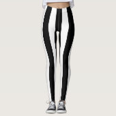 Leggings bandes verticales, noir et blanc (Devant)