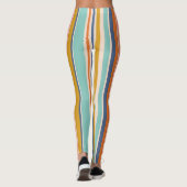 Leggings Bandes verticales rétrospectives bleu orange et ja (Dos)