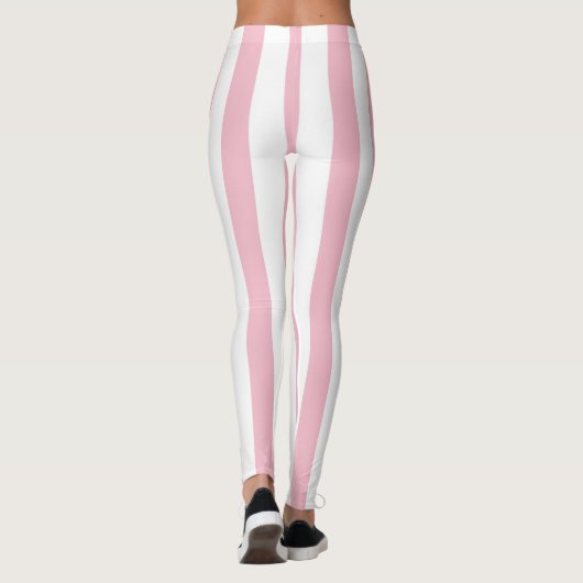 Leggings Bandes verticales rose et blanc (Dos)