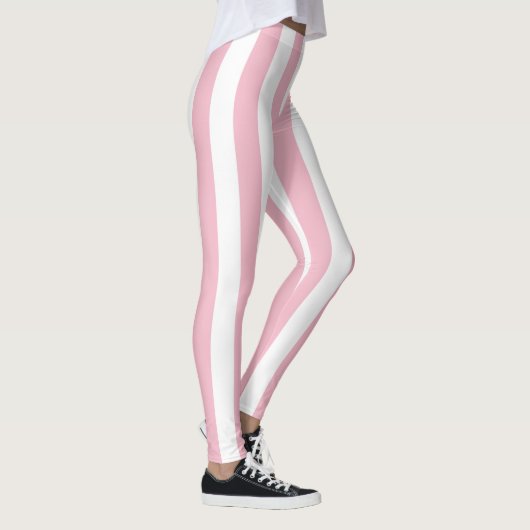 Leggings Bandes verticales rose et blanc (Droite)