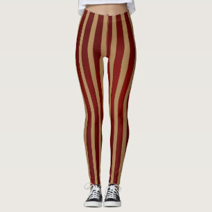 Leggings Bandes Verticales Rouge & Or Motif trié