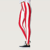 Leggings Bandes verticales rouges et blanches Costume d'Hal (Gauche)