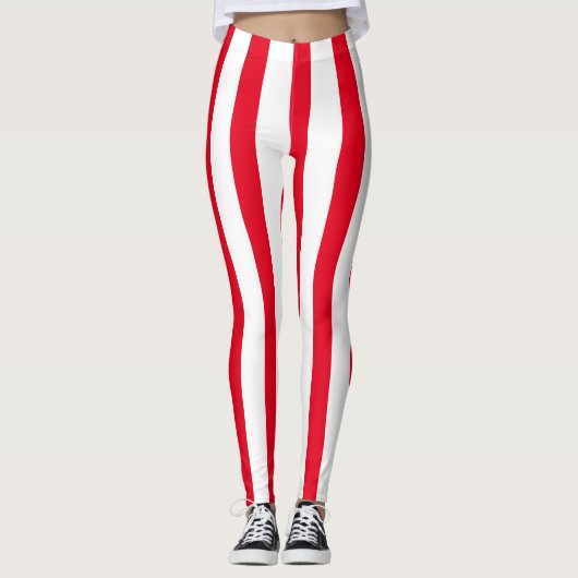 Leggings Bandes verticales rouges et blanches Costume d'Hal (Devant)