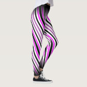 Leggings Bandes verticales simples roses et noires sur blan (Droite)
