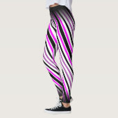 Leggings Bandes verticales simples roses et noires sur blan (Gauche)