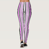 Leggings Bandes verticales simples roses et noires sur blan (Dos)