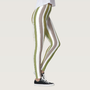 Leggings Bandes verticales Vert et Taupe Tonique