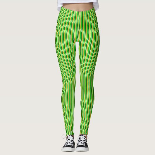 Leggings Bandes verticales vertes et dorées (Devant)