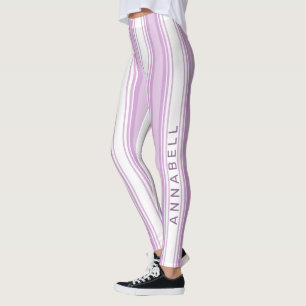 Leggings Bandes verticales violettes et blanches nom person