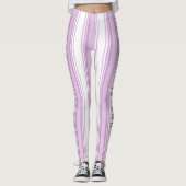 Leggings Bandes verticales violettes et blanches nom person (Devant)
