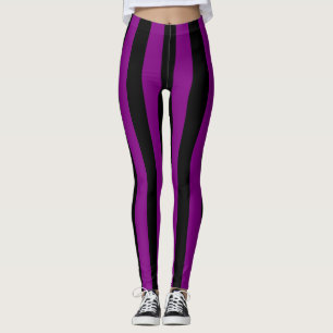 Leggings Bandes verticales violettes et noires de grande ta