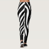 Leggings Bandes Zèbre Noir et Blanc avec Gras Solide (Dos)